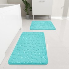 YIHOUSE Bathroom Rugs Mat Set 2 Piece Teal Memory Foam Bath Mats Non Slip Water