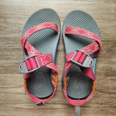 Chaco Kids Girls Z/1 Ecotread Sandals Shoes Pink/Orange Size 1 Outdoor Hiking 