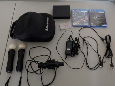 Sony PlayStation PS VR Bundle VR1 1st Generation PS4 headset + Games Skyrim READ