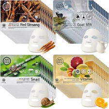 Korean Essence Facial Mask Sheet Moisture Face Pack Skin Care Lots (4types)40pcs
