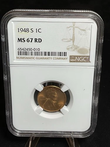 1948 S Lincoln Wheat Cent NGC MS 67 RD Bronze KM#132 6542450-010