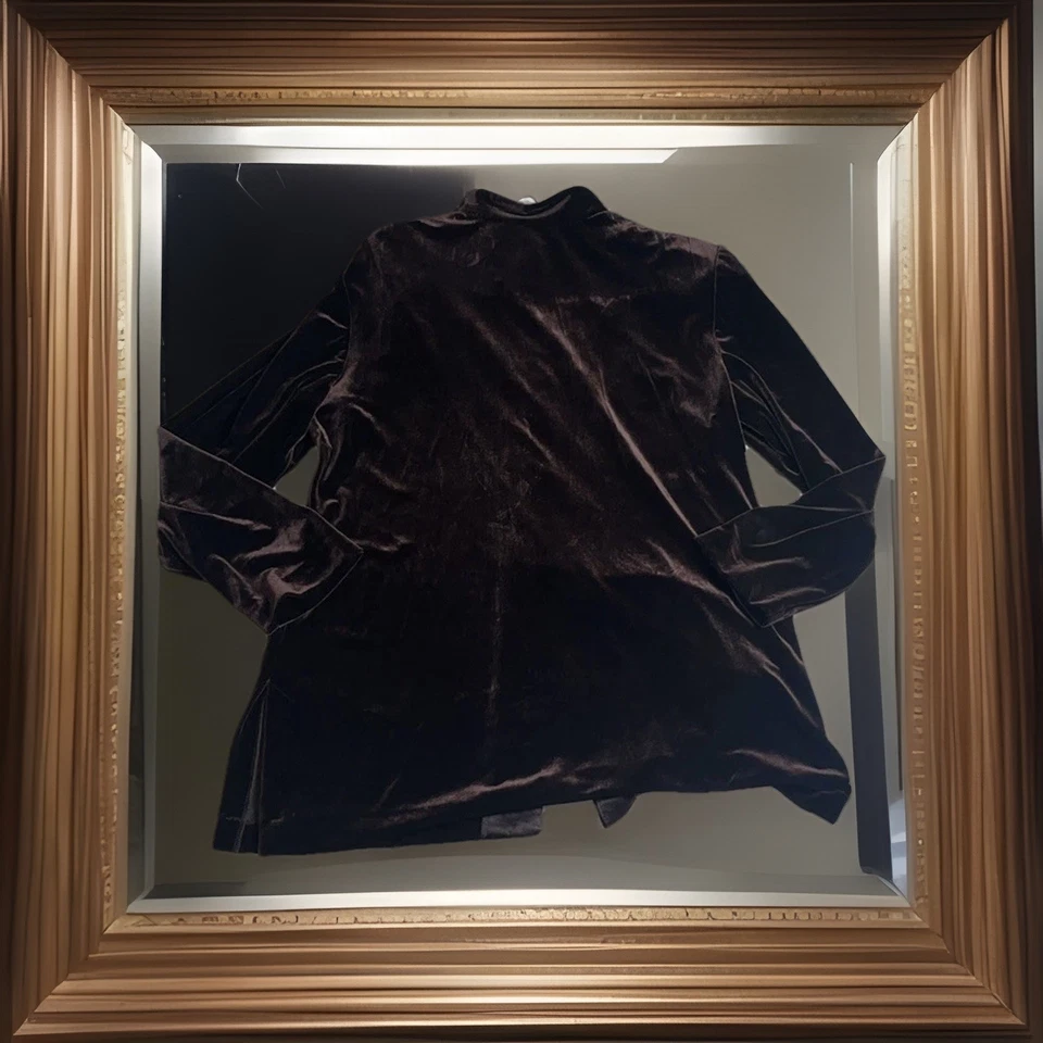 Chaqueta de Noche RM Richards por Karen Kwong Talla M Marrón Terciopelo Cierre Elegante De Colección Foto 4 de 4