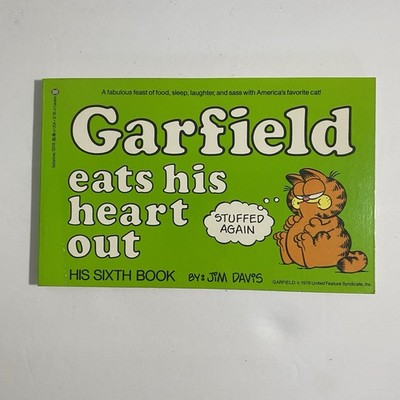 Garfield eats just heart out By Jim Davis His 6th Book First Edition 1986-Green