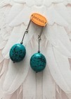 ✨NEW Teal Blue Navajo Turquoise Stone Beads Long Dangle Earrings Silver Handmade — photo 3