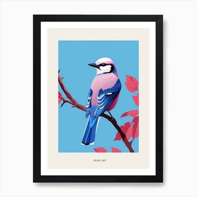 Minimalist Blue Jay 1 Bird Poster A Framed Wall Art Poster Leinwanddruck Bild