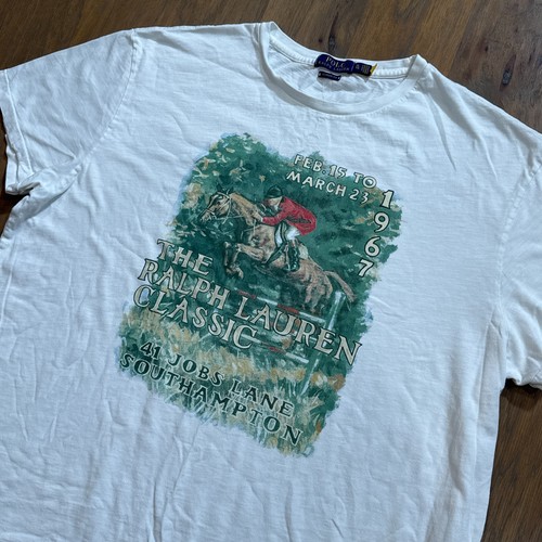 Polo Ralph Lauren Shirt Men XL White Vintage Southampton Equestrian Horse Riding
