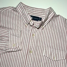 Ralph Lauren Pink White Stripped Men's Xl Pocket Long Sleeve Button Down Shirt