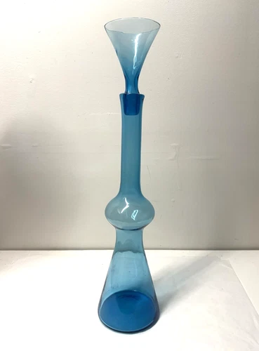 Mid Century Modern Blue Empoli Glass Decanter. Blenko Era 🐝