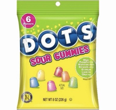 8x Dots Sour Gummy Candy Assorted Bulk Snack Treats New Sealed Fresh 8oz