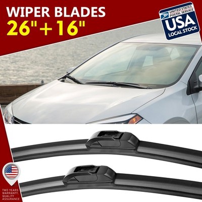 Waterproof Windshield Wiper Blade 26''+16'' U/J-HOOK For Toyota Corolla 09-2018