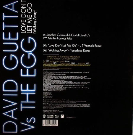 David Guetta Vs. The Egg - Love Don't Let Me Go (Walking Away) (12") (Very Good  - Image 2 of 4