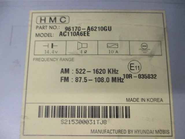 AUTORADIO RÉCEPTEUR HYUNDAI I30 96170A6210GU 2602043 - Photo 4/4