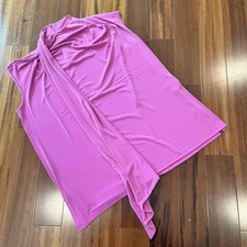 David Meister Pink Top Blouse Sleeveless Scarf Detail Zip Back Stretch Size XL