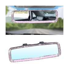 Osilly Bling Car Rearview Mirror, Decorations Rear View Mirror with Pink