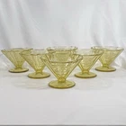 Set of 6 Depression Federal Glass Madrid amber yellow dessert sherbet dishes