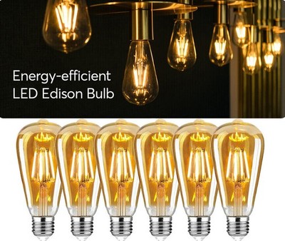 6Stk Vintage Retro E27 LED Birne, 4W ST64 Glühbirnen Warmweiß Edison Glühbirne