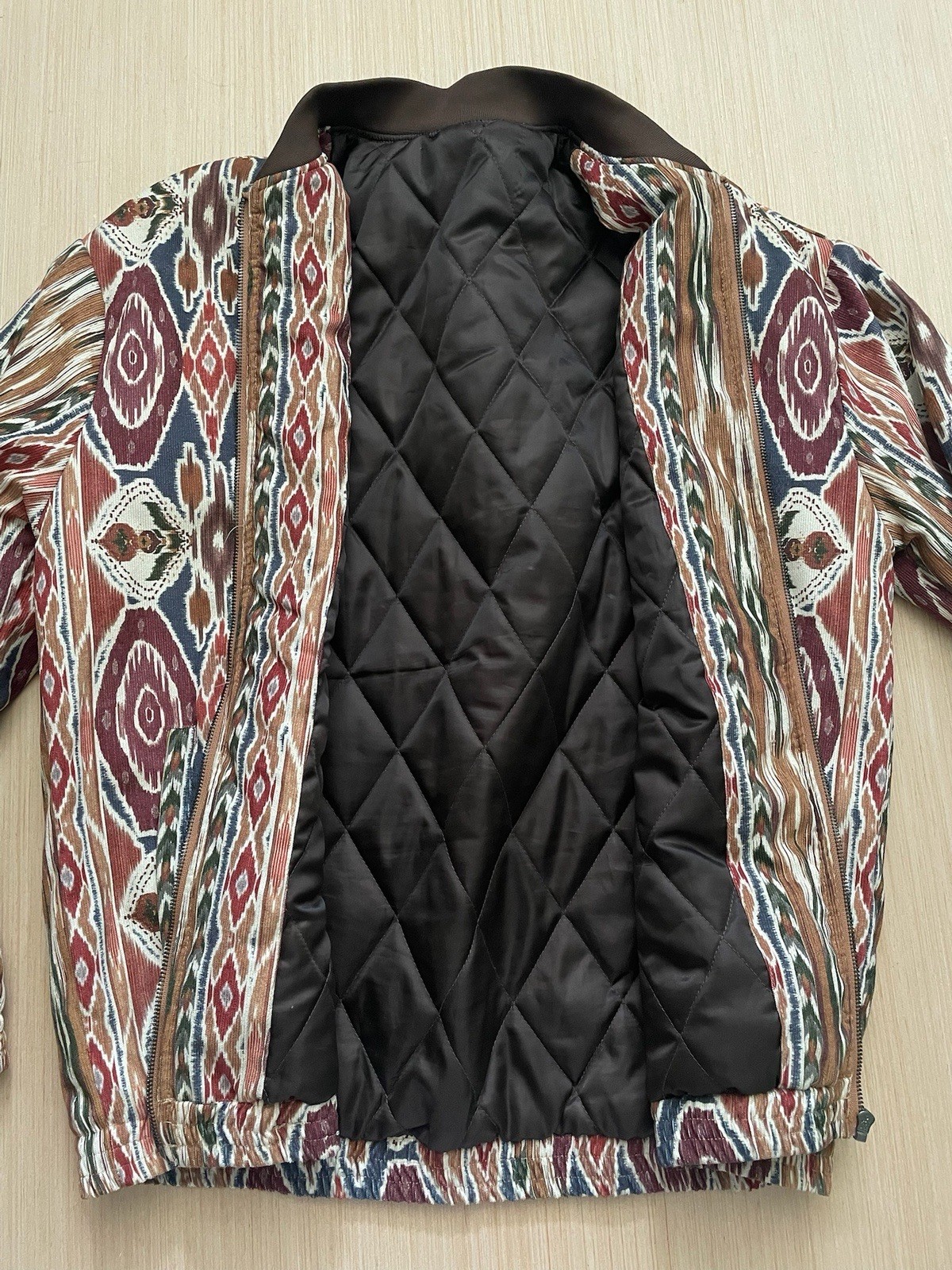 Aztec Stripe Pattern Lined Bomber Style Jacket No… - image 7