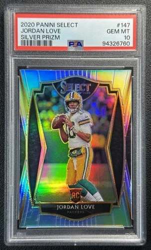 JORDAN LOVE PSA 10 2020 PANINI SELECT #147 ROOKIE SILVER PRIZM RC PREMIER 6760