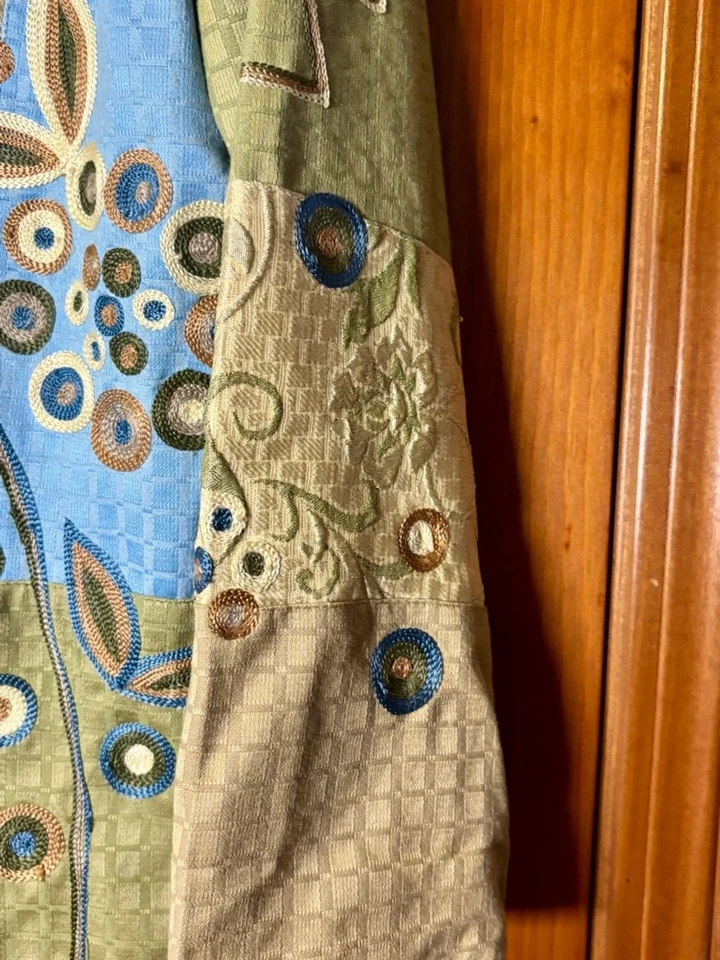 Chaqueta Indigo Moon Bordada Patchwork Azul Verde Floral Mediana Foto 2 de 4