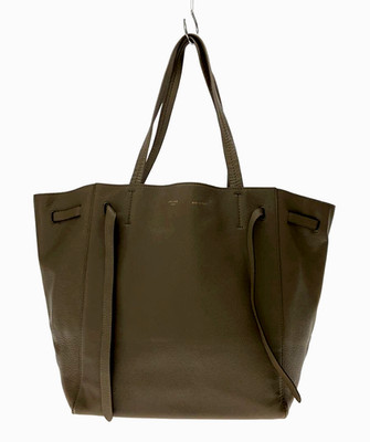 CELINE Cabas Phantom Small Tote Bag Brown Leather Handbag Authentic Italy