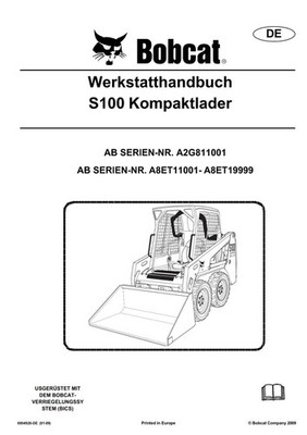 BOBCAT S100 KOMPAKTLADER REPARATURHANDBUCH WERKSTATTHANDBUCH 2