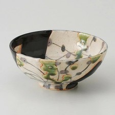 Chawan ☆ Kusamon Kuro Oribe Chawan (Gyokuzan Kiln) [11.9 x 5.2cm 140g] | Rice