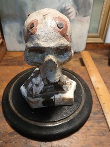 Wood Carving Skull  Oddity