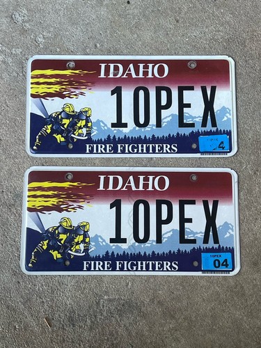 Idaho License Plate FIREFIGHTERS " 10PEX " Expired Idaho License Plates