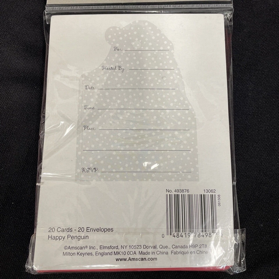 Happy Penguin Christmas Party Invitation 20 Pack Holiday Winter - Image 2 of 2