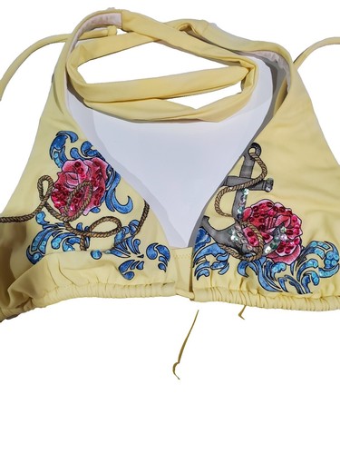 Victorias Secret Large Yellow Floral Padded Pullover Swim Bikini