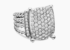 David Yurman 925 Sterling Silver Wheaton Diamond Cocktail Ring