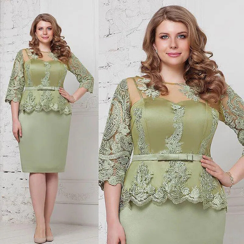 Plus Size Green Lace Mother of the Bride Dresses Half Sleeve Short Evening Gowns | eBay Plus Size Green Lace Mother of the Bride Dresses Half Sleeve Short Evening Gowns | eBay