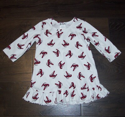 At Home Girls Size 2T Lobster Long Sleeve Night Gown Shirt
