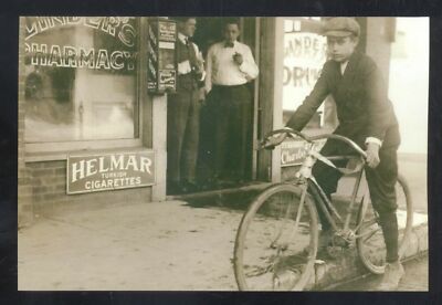 REAL PHOTO DALLAS TEXAS LINDERS DRUG STORE VINTAGE BICYCLE POSTCARD COPY