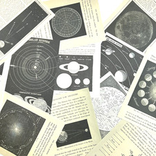 Celestial Moon Planets Paper Vintage Style Junk Journal Collage Scrapbooking