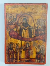 Antique Russian Hand painted Orthodox Icon of the Protection Mother of God 14X21