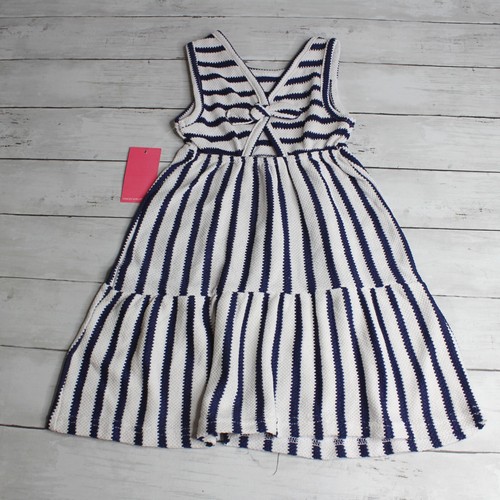 Vince Camuto Girl's Sleeveless Dress Size 4 4T White Navy Blue Stripe - Picture 11 of 12
