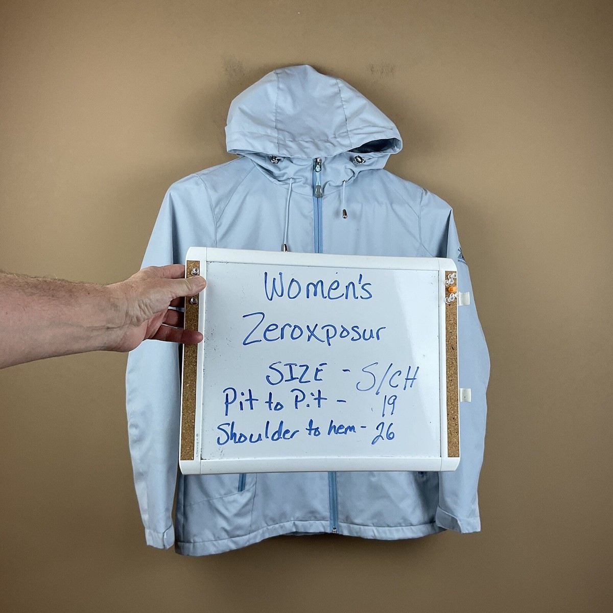 Zeroxposur womens S/CH Blue polyester full zip hooded coat jacket