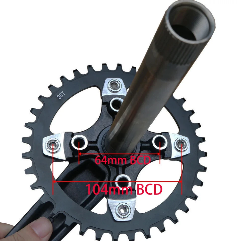 Juego de bielas de bicicleta de carretera/MTB 104 BCD 170 mm brazo de manivela hueco integrado con BB Foto 4 de 4