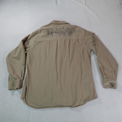 Legendary Whitetails Shirt Mens Large Beige Deer Embroidered Flannel Hunt Top