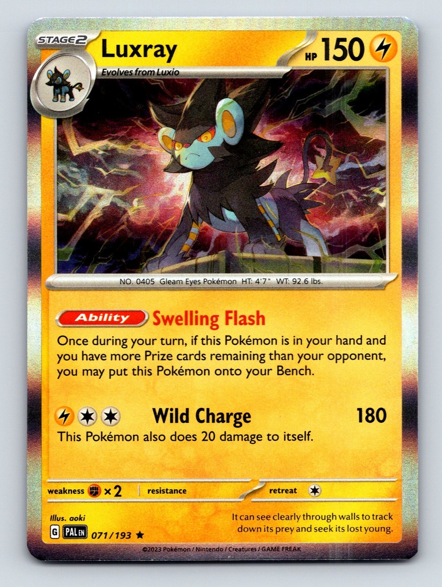 Stage 2 Luxray HP 150 Swelling Flash Ability Wild Charge Attack