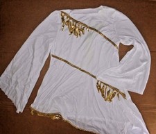 NWOT Praise top Liturgical Asymmetrical Top White Gold Flyers child medium