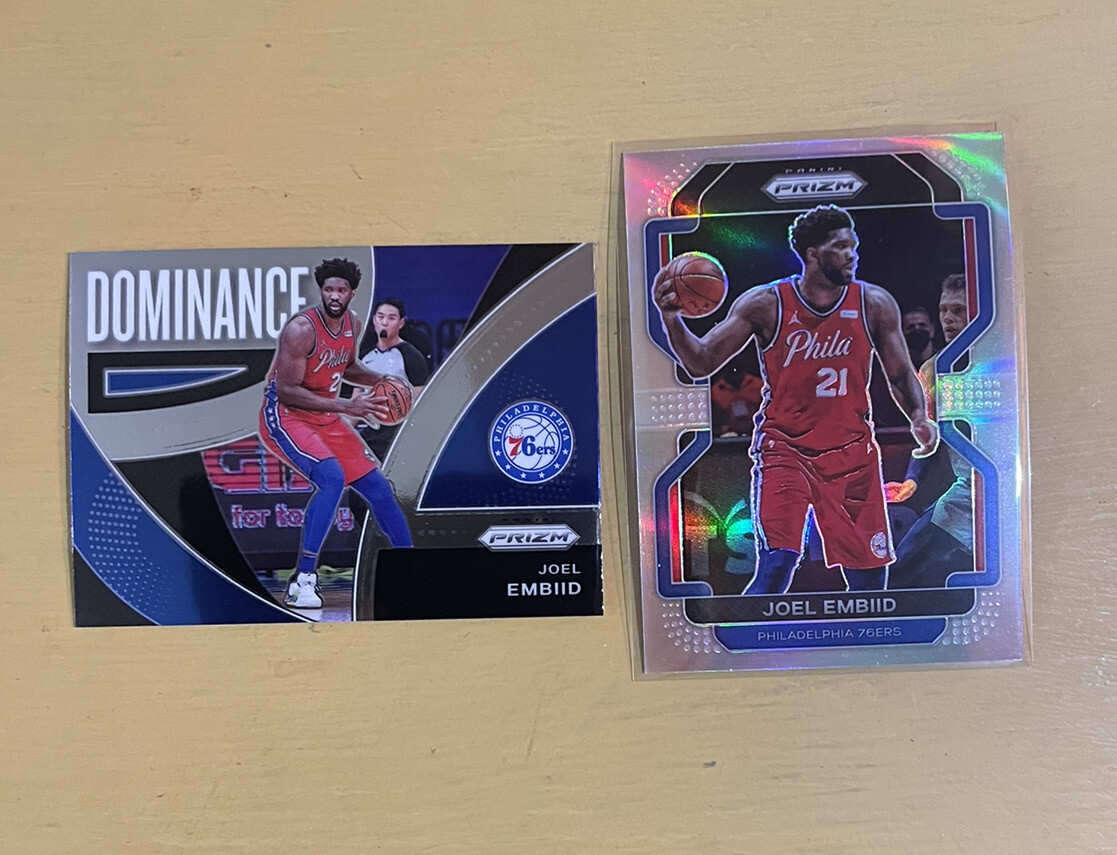 2021-22 Panini Prizm - JOEL EMBIID - Silver Prizm #176 & Dominance Insert 76ers