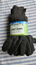 Expert Gardener 3-Pack Jersey Gloves Knit Wrist Size Large Solid Black Lawn.  P4