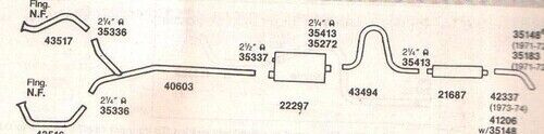 1971-1974 CADILLAC EXHAUST SYSTEM, ALUMINIZED WITH RESONATOR, EXCEPT ELDORADO - Picture 1 of 1