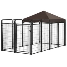 Outdoor Dog Kennel for Large Dogs - Weatherproof Metal Cage  Shelter
