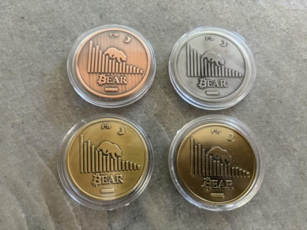 2 Faces of Bitcoin Bear/Bull Copper Brass Silver Coin Round Finite by  Design BTC