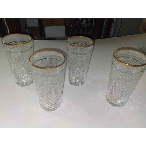 Luminarc Antique Style Glass Cooler Set of 4 tumbler glasses 24 kt rim - Picture 8 of 12
