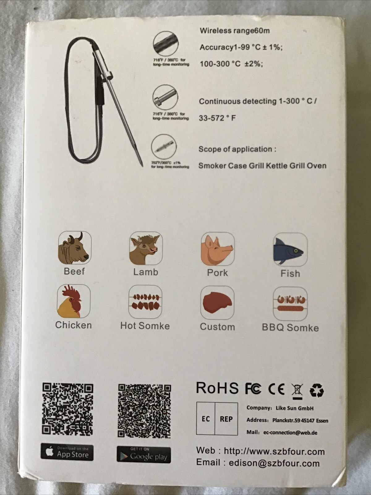 Bluetooth Meat Thermometer Smart Wireless Remote Digital BBQ Thermometer-image