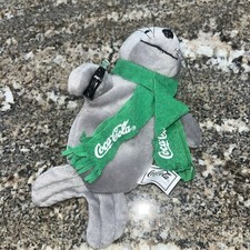 1998 Coca Cola Bean Bag Plush, Seal In Green Scarf. Collectible